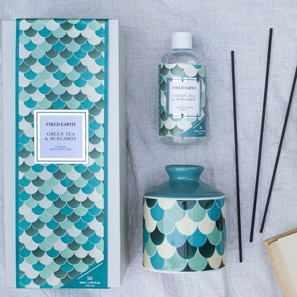 WAX LYRICAL FIRED EARTH Ceramic Diffuser 200ml Green Tea & Bergamot