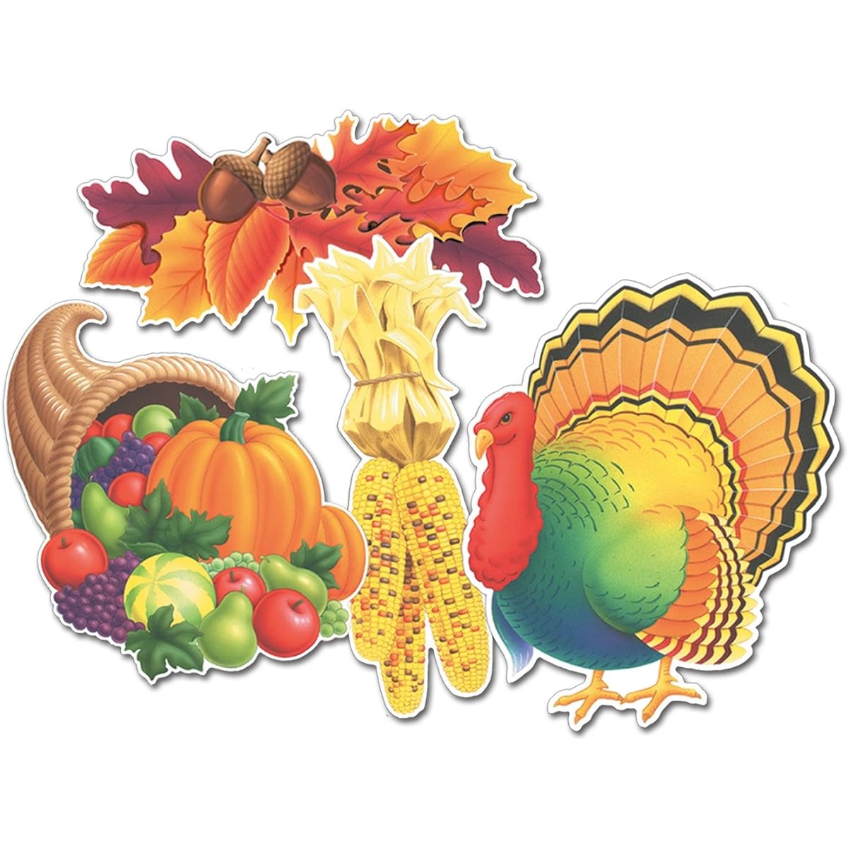 Beistle 4-Pack Decorative Thanksgiving Cutouts Pre-Packed, 14 Inch
