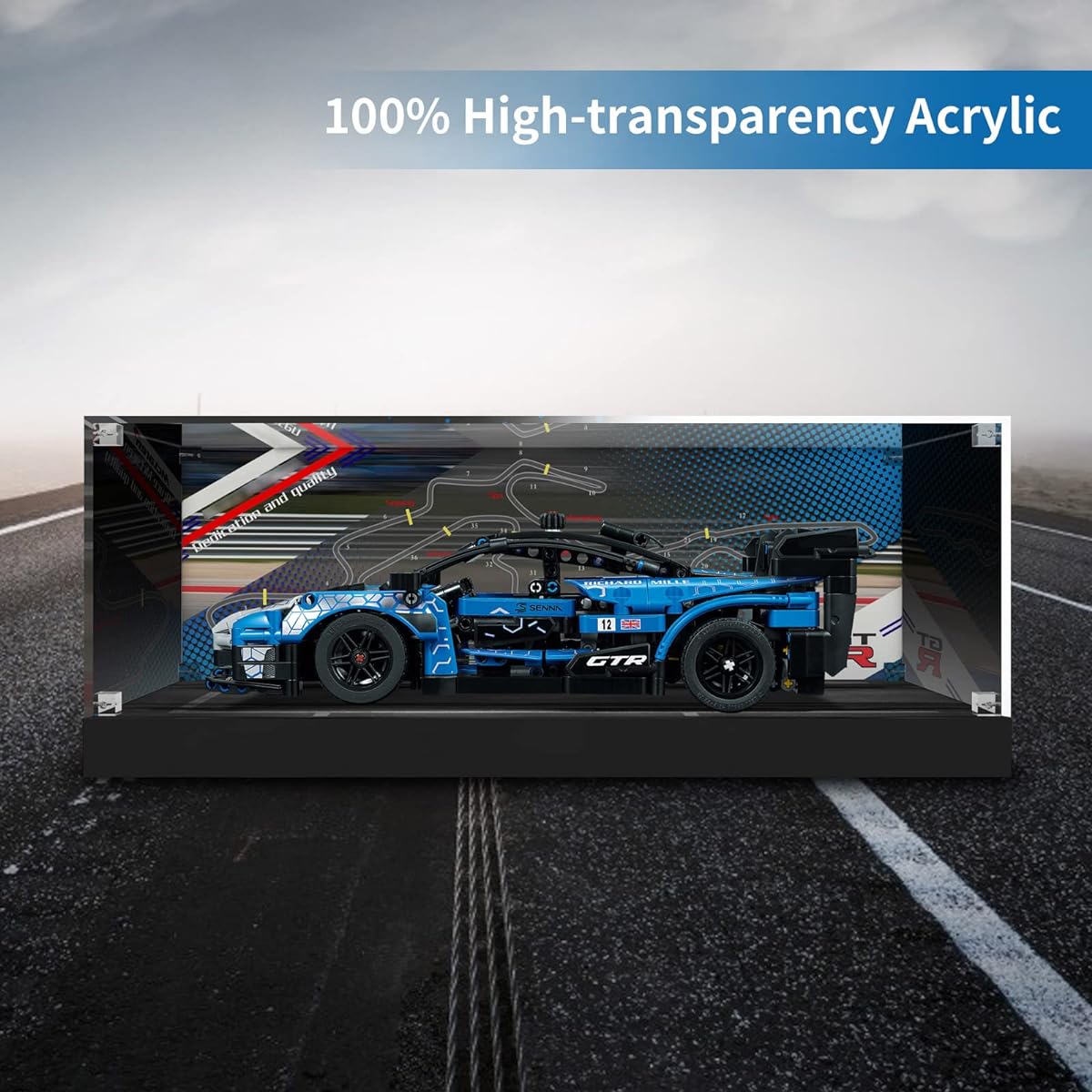 Light your bricks Acrylic Display Case for Lego Technic McLaren Senna GTR 42123 Car Building Blocks Model Set Dustproof Transparent Display Box Showcase (Model Not Included)