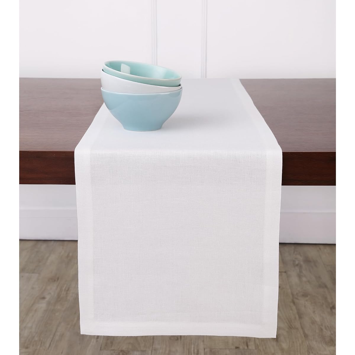 Solino Home Medium Weight Table Runner Placemat Vesta Round Placemat 14 x 72 Inch White SH222TR90FX-$P