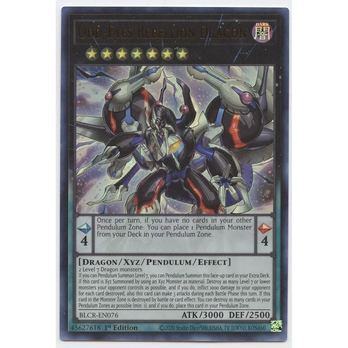 Odd-Eyes Rebellion Dragon BLCR-EN076 Ultra Rare 1st Edition