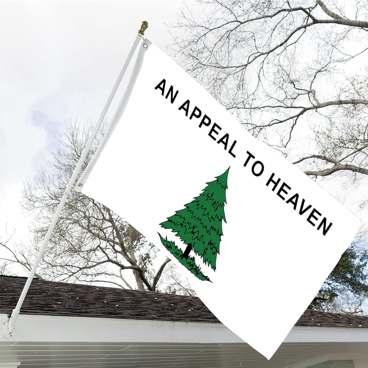 Liberty Tree Flag 3x5 Feet Appeal to Heaven Flag Double Sided 100% Polyester Fiber Pine Tree Flag Vibrant Colors with 2 Brass Grommets Sons of Liberty Edition