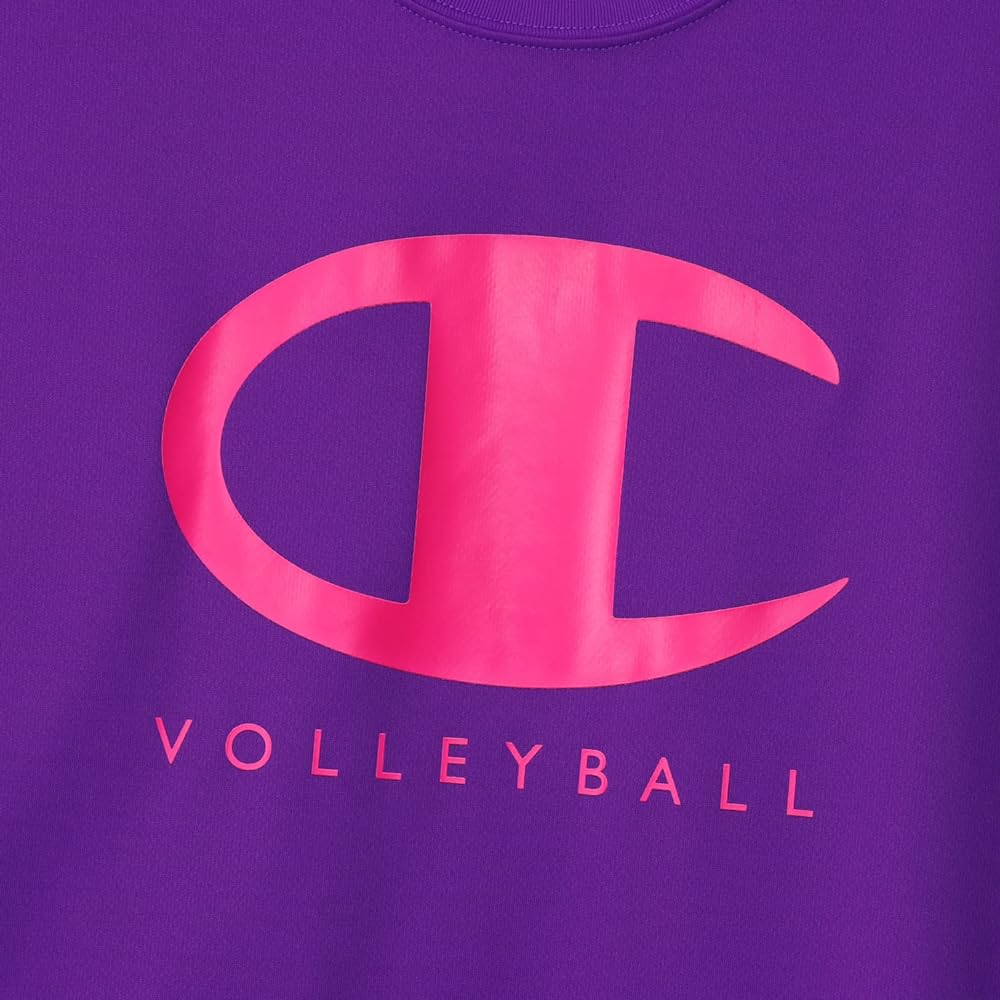 Champion C3-YV303 Men's T-Shirt, Short Sleeve, Round Neck, Antibacterial and Odor Resistant, Quick Drying, Big Logo, Short Sleeve T-Shirt, Volleyball