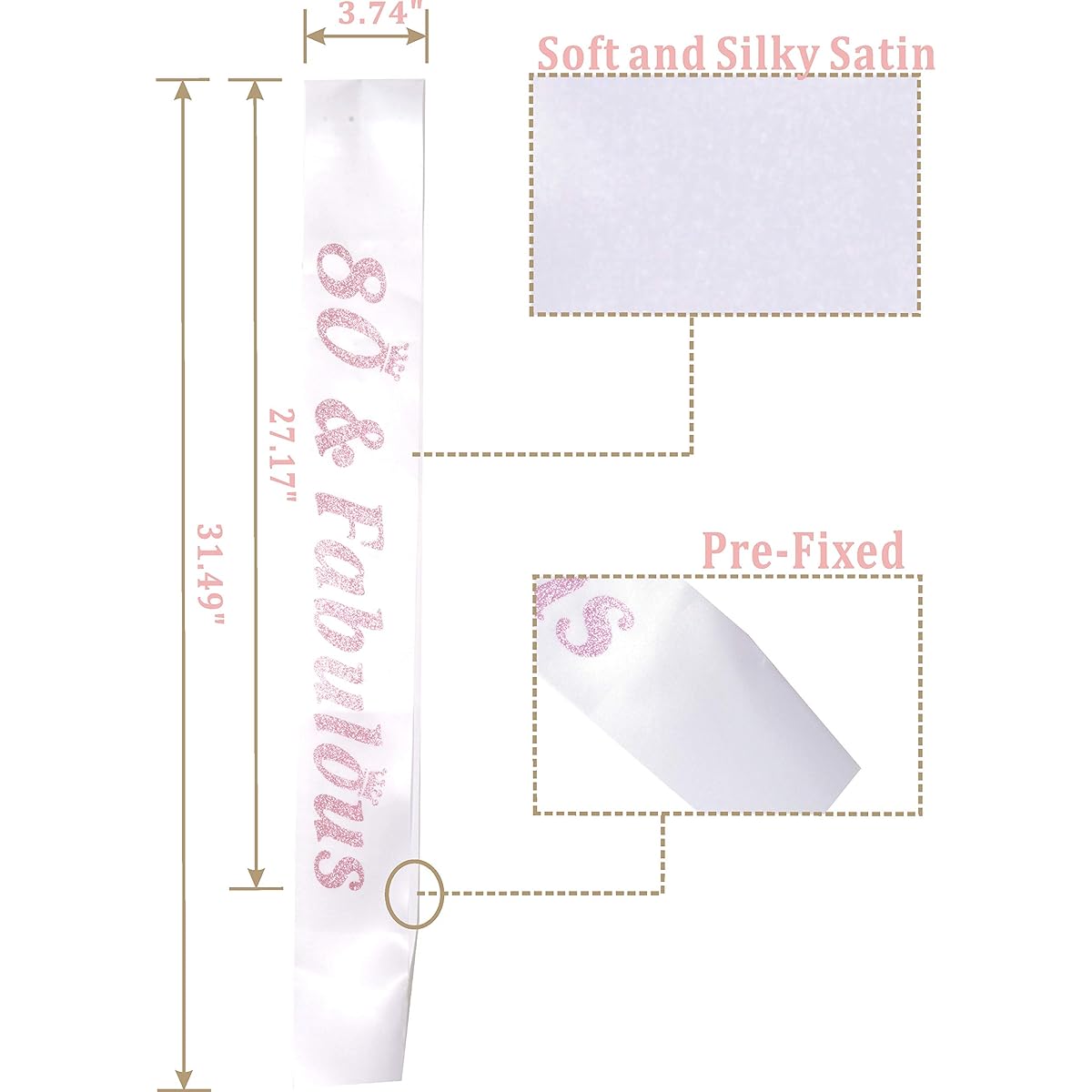 80th Birthday Sash and Tiara for Women - Amazing Sparkly Sash + Basic Rhinestone Pink Premium Metal Tiara 80th Birthday Gifts for Her 80th Birthday Celebration