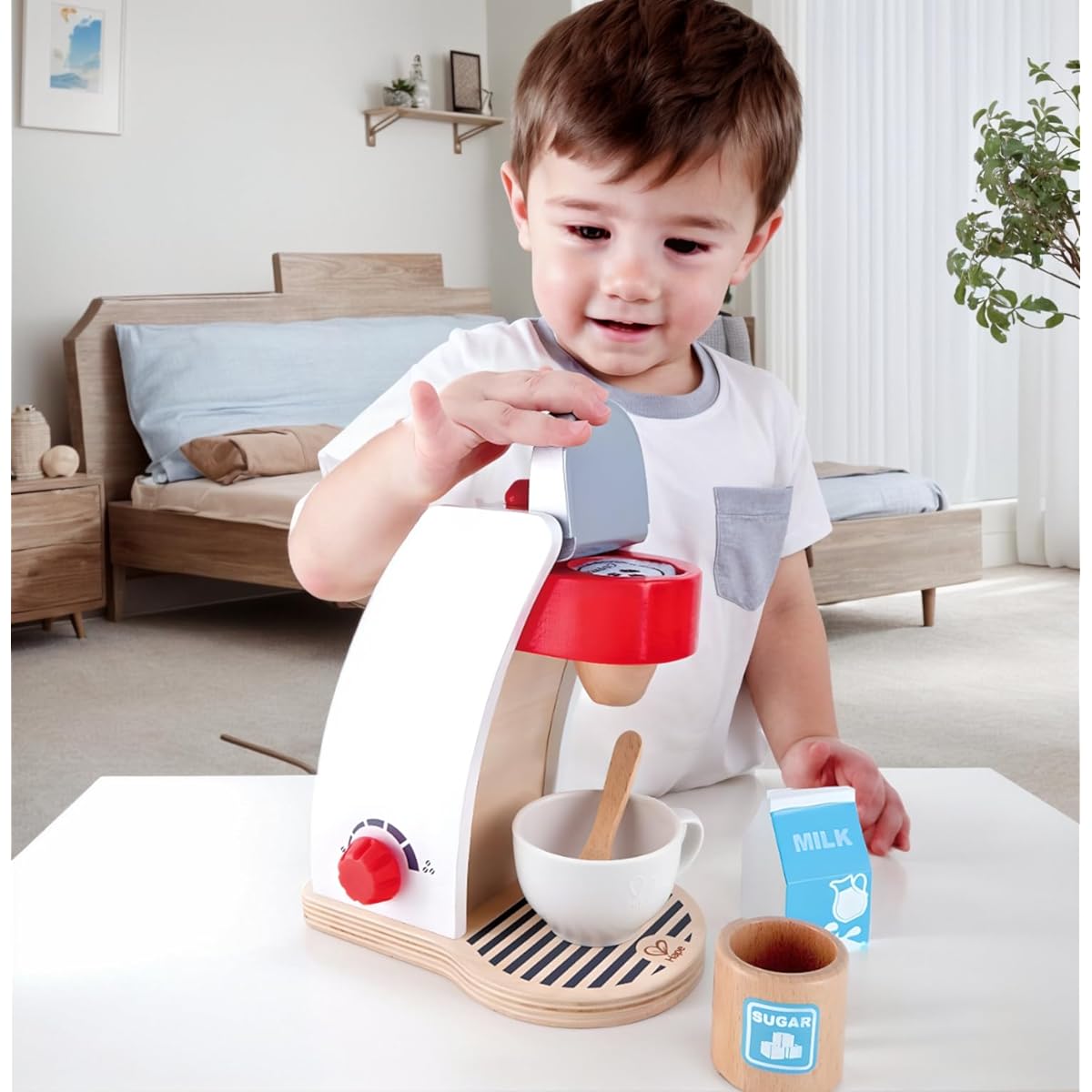 Hape My Coffee Machine Wooden Play Kitchen Set with Accessories (White)