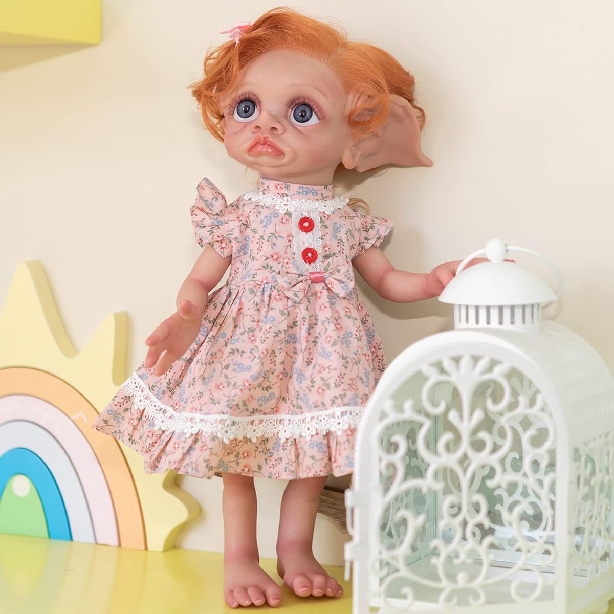 14inch Full Silicone Fairy Reborn Doll 35cm Waterproof Monster Fantasy Doll Fairy Art Collectible Birthday Christmas Halloween Gift