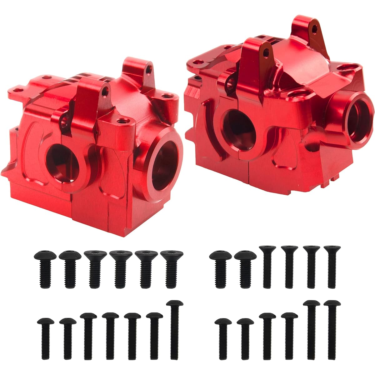 ShareGoo Aluminum Front & Rear Gearbox Case Transmission Gear Housing #6880#6881 Compatible with Traxxas 1/10 Hoss Rustler Slash Stampede XO-1 4X4 RC Car Upgrade Parts (Red)
