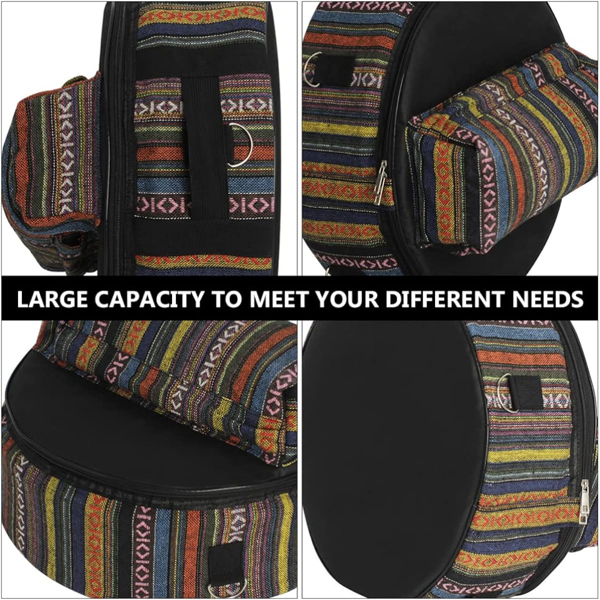 Vaguelly 3 Piece Drum Kit Cloth Backpack Padded Drum Bag Drum Case Snare Drum Backpack Snare Drum Storage Bag Drum Cover Tote Backpack Drum Gig Case Print Large Capacity Bag Oxford Cloth