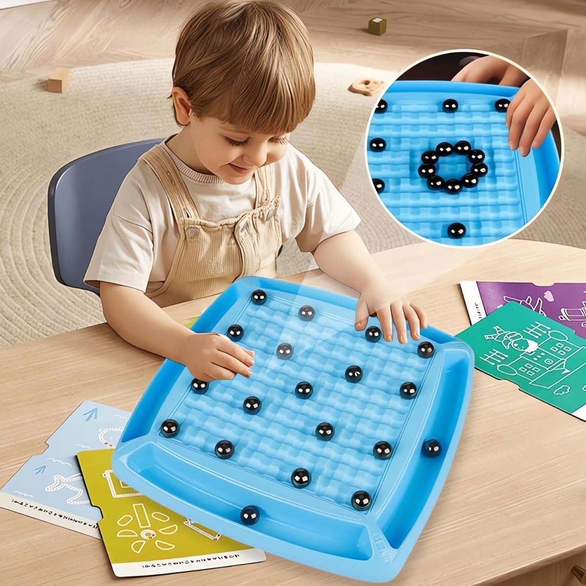 Magnetic Chess Game Rock, Magnetic Chess Board Game with 20 Stones, Magnetic Chess Strategy Game, Family Party Tabletop, Magnetic Chess Set for Kids and Adults