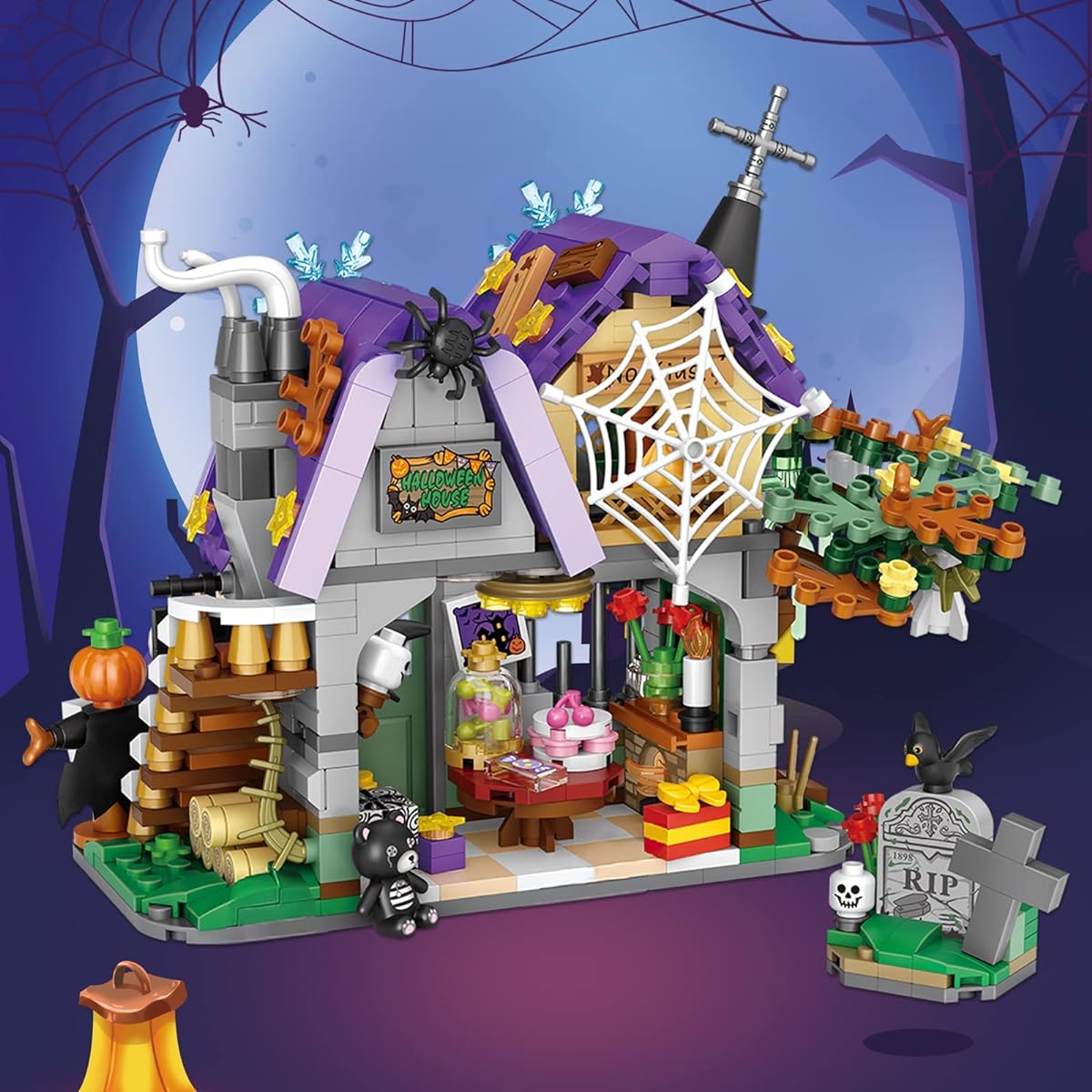 Loz Silan Halloween Haunted House Mini Bricks Building Toy - 783 Piece Ghost Vampire Building Kit for Kids Halloween Displayable Model Haunted House Party Gift for Boys Girls Ages 6-12