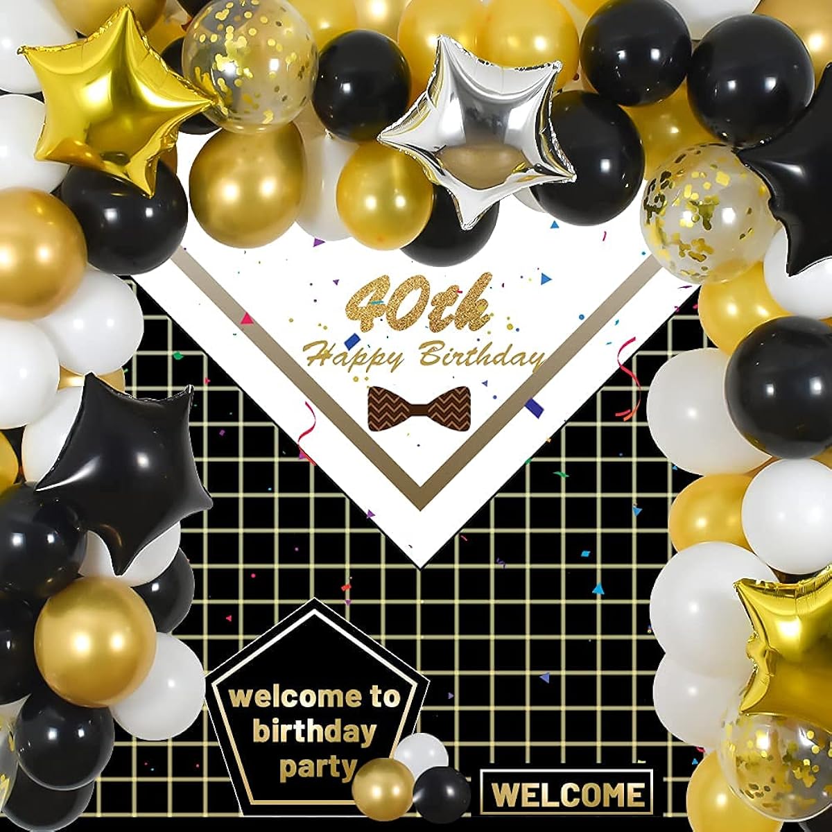| Black Gold Balloon Garland Arch Kit Black Gold White Yellow Confetti Balloons Baby Shower Wedding Birthday Graduation Anniversary Bachelorette Party Backdrop Decoration Anniversary Bachelorette Party Decoration Anniversary Bachelorette Party Decoration