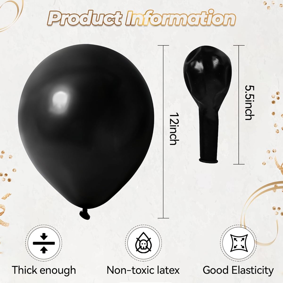 TILBLKUP 100pcs Black Balloon 12 Inch Black Latex Balloon Birthday Balloon Wedding Balloon Wedding Decoration Party Decoration Birthday Decoration Baby Shower Graduation Anniversary