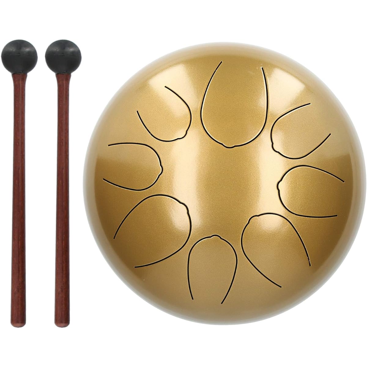 Tongue Drum 10-inch Steel Drum 8 Tone Hand Tank Drum with Drumsticks (Gold)