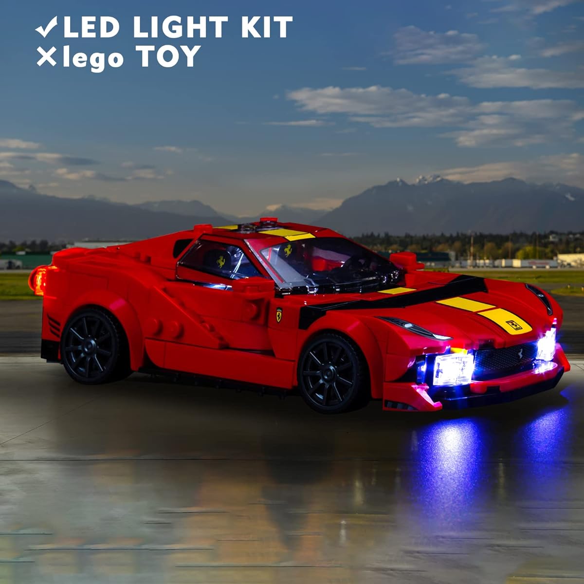 VONADO LED Light Kit for Lego Speed Champions Ferrari 812 Competizione 76914 DIY Lighting Set Compatible with Lego Ferrari 76914 Race Car (No Lego Model) Creative Light for Sports Car
