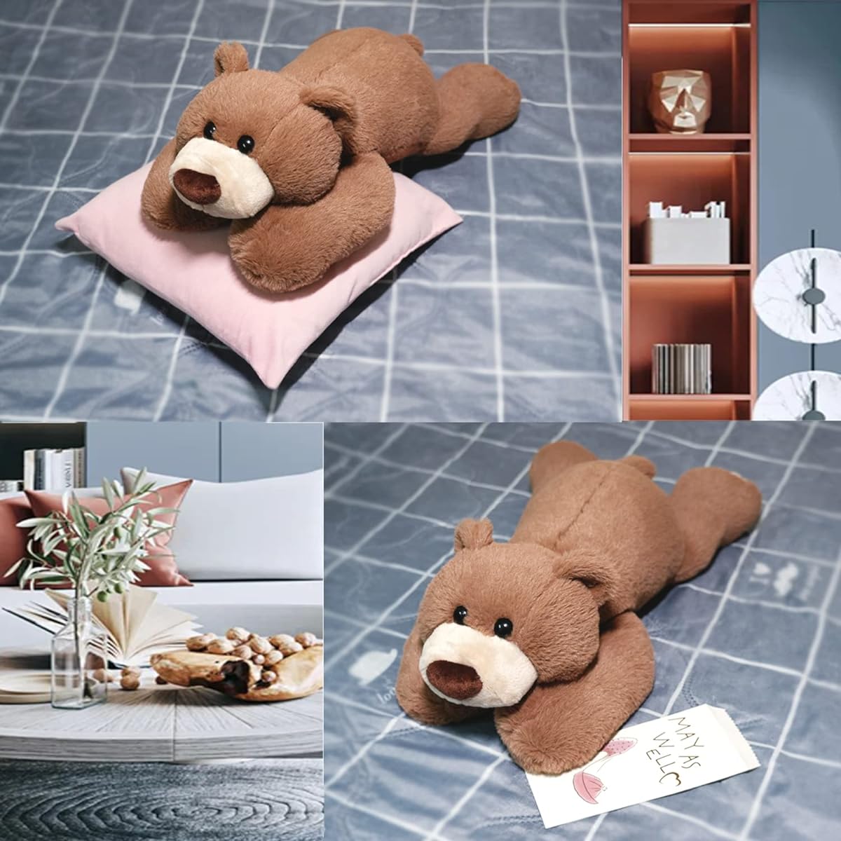 ERXKVS Brown Bear Weighted Plush Toy 19.6 Inch 2 Pounds Stuffed Bear Pillow Birthday Gift for Kids (Brown S)