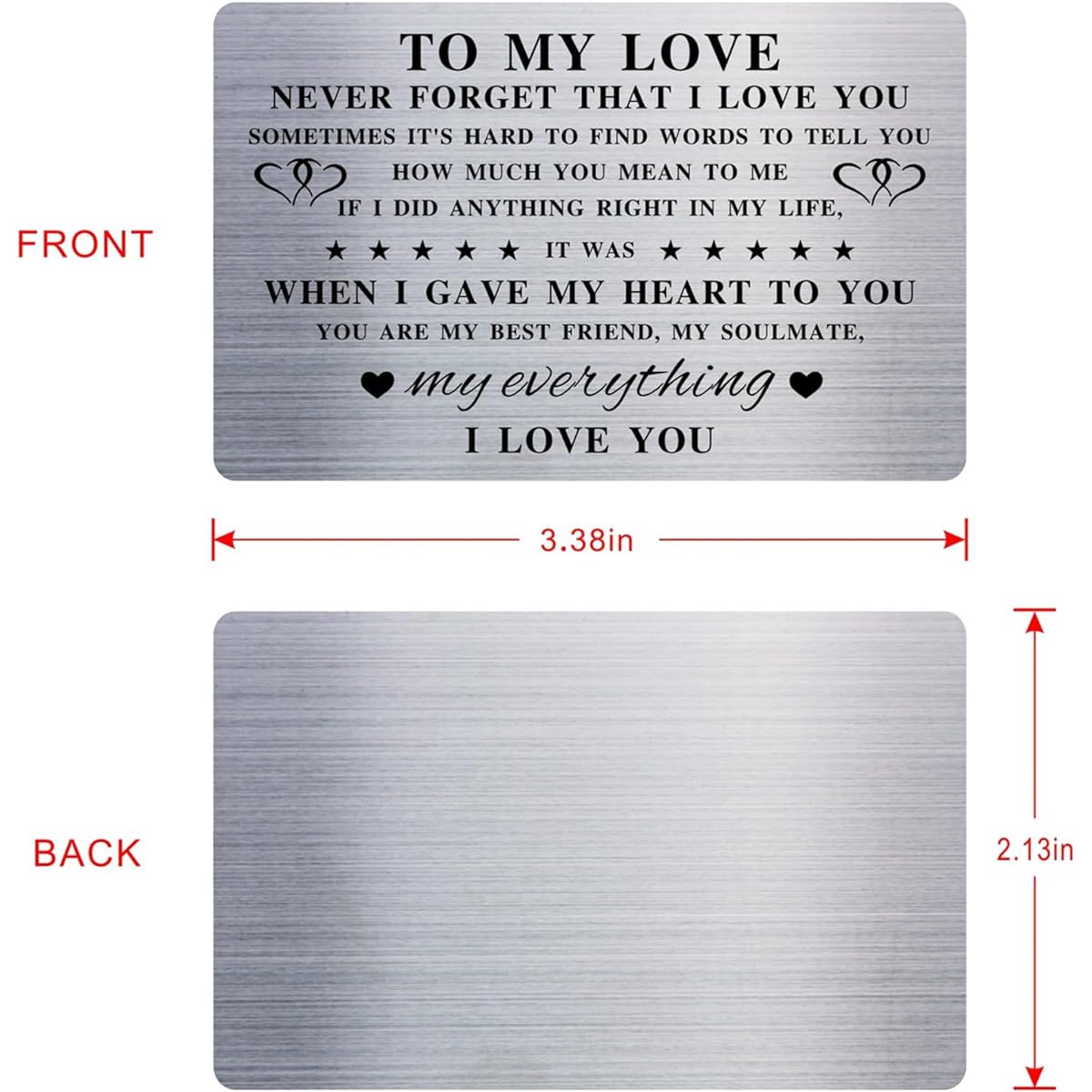Hesena When I Say I Love You More Stainless Steel Insert Card - Sentimental Anniversary Gifts for Boyfriend or Girlfriend, I Love You Cards Romantic Gifts for Him or Her... (Silver 4)