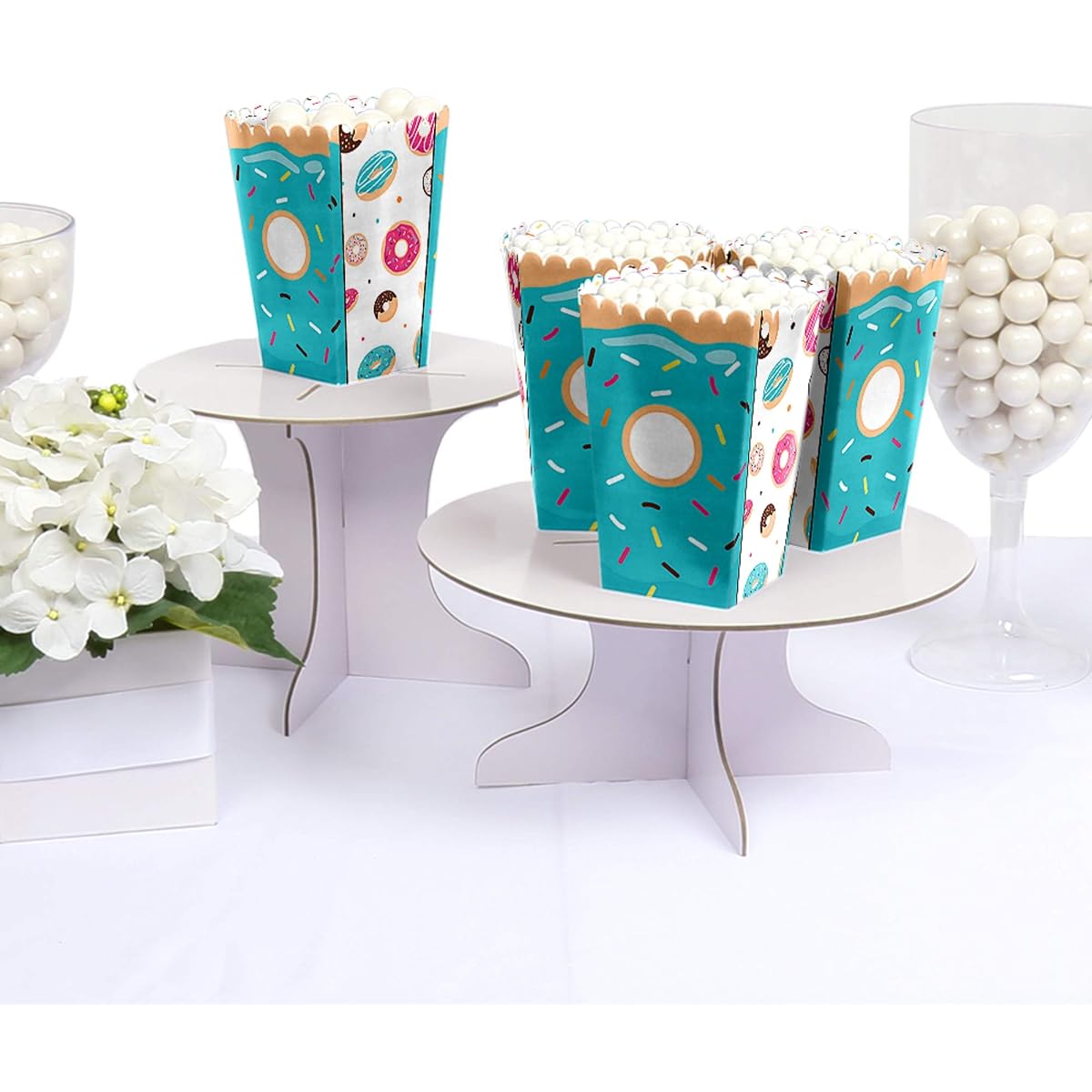 No Donuts Worry, Let's Party - Donut Party Favors Popcorn Treat Boxes - Set of 12