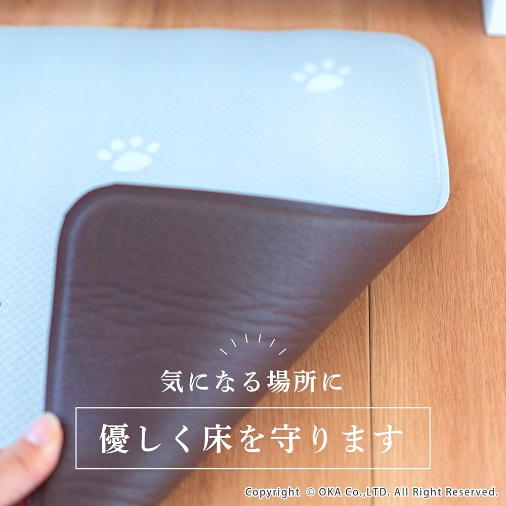 OKA Wipeable Kitchen Mat Approx. 60cm x 240cm Gray (Cat) (Just wipe it PVC Vinyl)