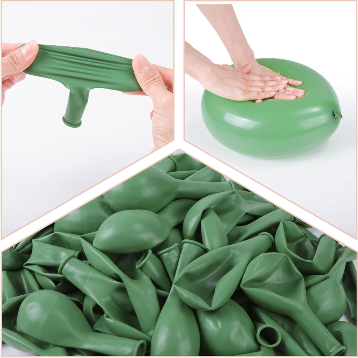 100pcs Avocado Green Balloons 12inch Latex Balloons Thick Green Party Balloons for Birthday Graduation Wedding Halloween Anniversary Party Decorations (2pcs Green Ribbon Included)
