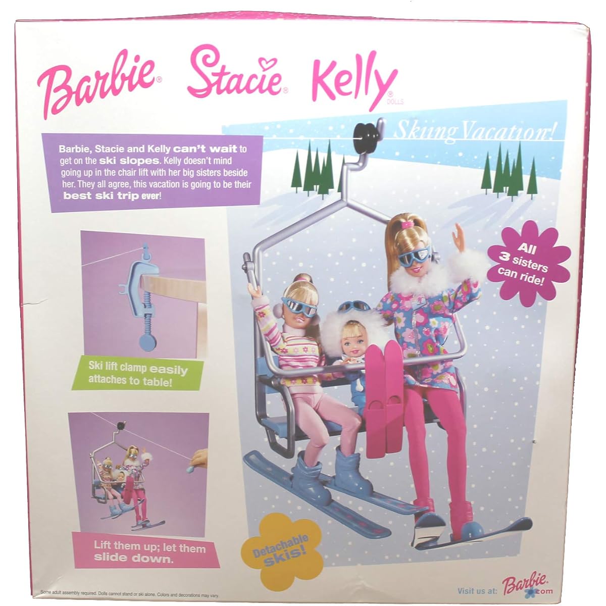 Barbie Stacie Kelly Skiing Vacation Doll Set w Working Chair Lift (2000)
