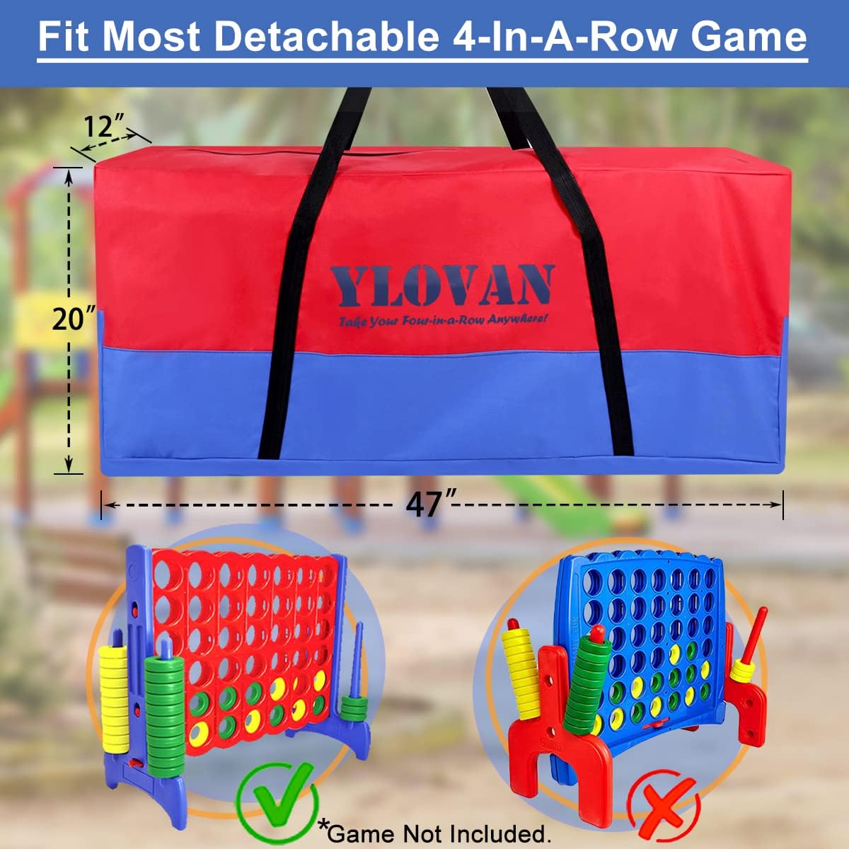 Giant Game Carry & Storage Bag - Large Heavy Duty Carry Bag for Jumbo 4" - Easily Transport/Store Your Life-Size Games - 4 in a Row to Take Anywhere (Games Not Included)