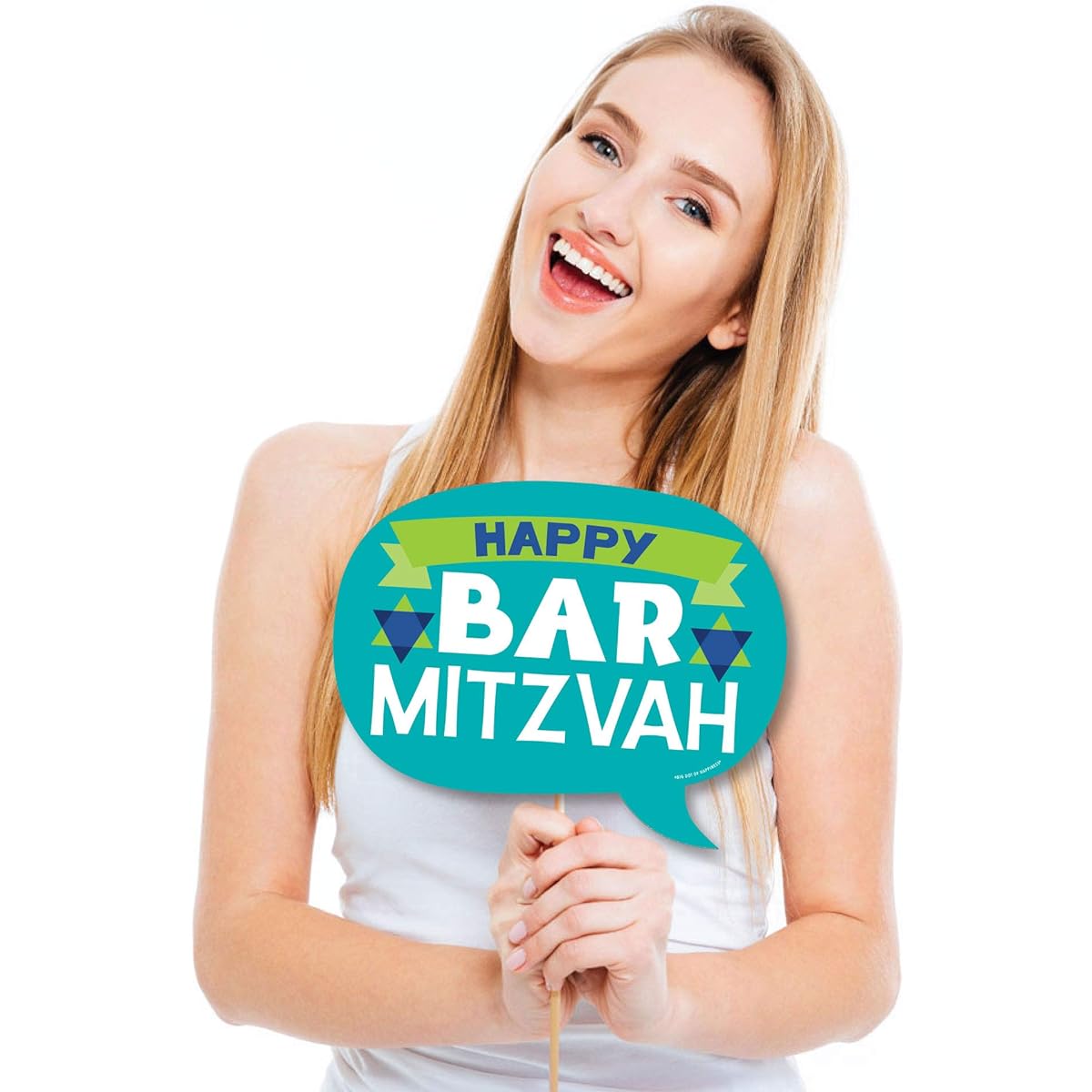 Big Dot of Happiness Funny Blue Bar Mitzvah - Boy Party Photo Booth Props Kit - 10 Pieces