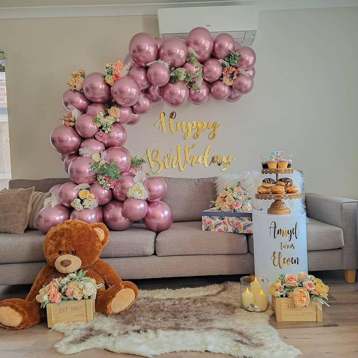 Eanjia 5" Chrome Mauve Balloons 100pcs Mini Metallic Latex Balloons Garland Party Decorations Sphere Metallicus Baby Shower Birthday Wedding Graduation Balloons (Mauve 5")