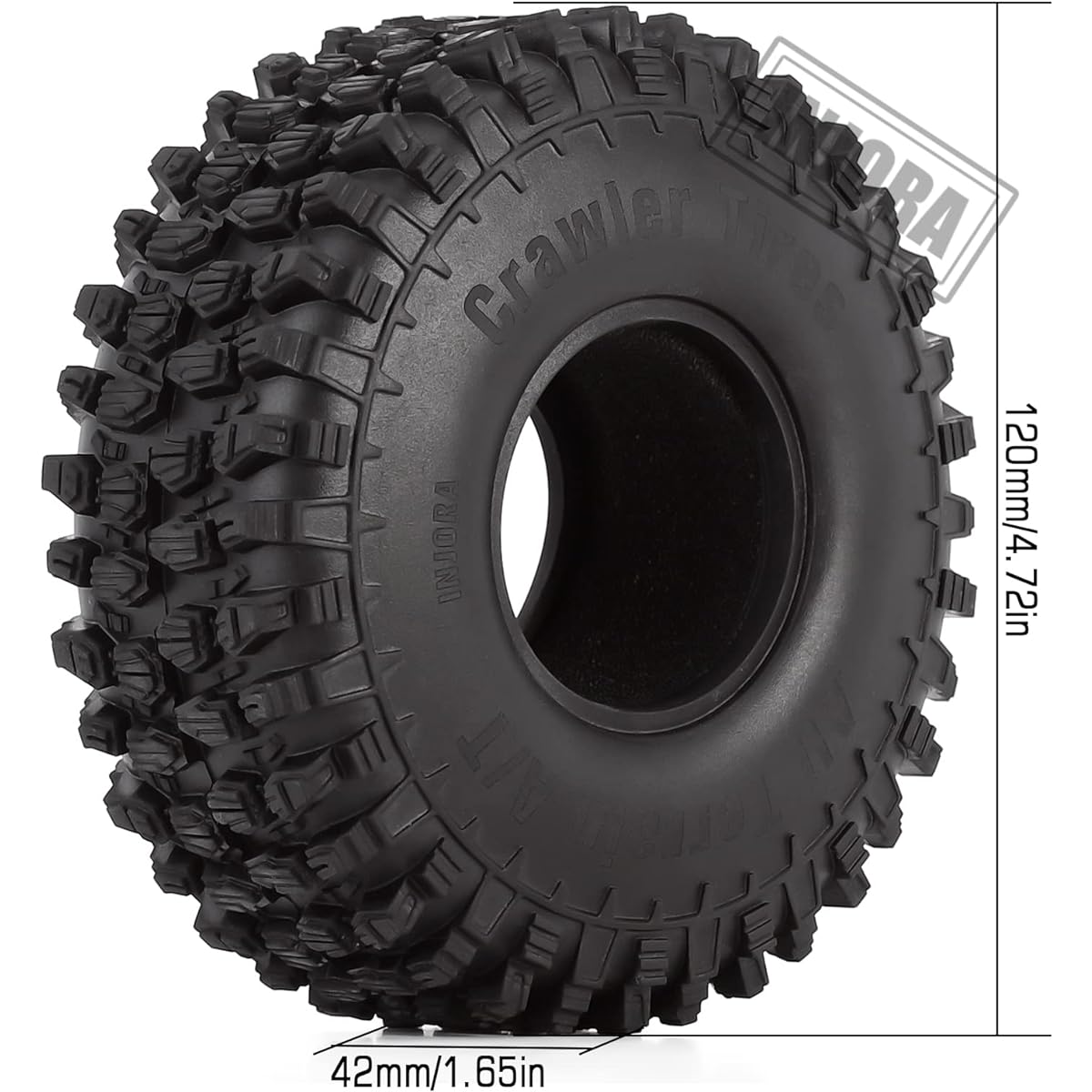 INJORA1.9 Crawler Tire 120*42mm Rubber 1/10 All Terrain Wheel Tire for RC Rock Crawler Car TRX4 Axial SCX10Redcat Gen8