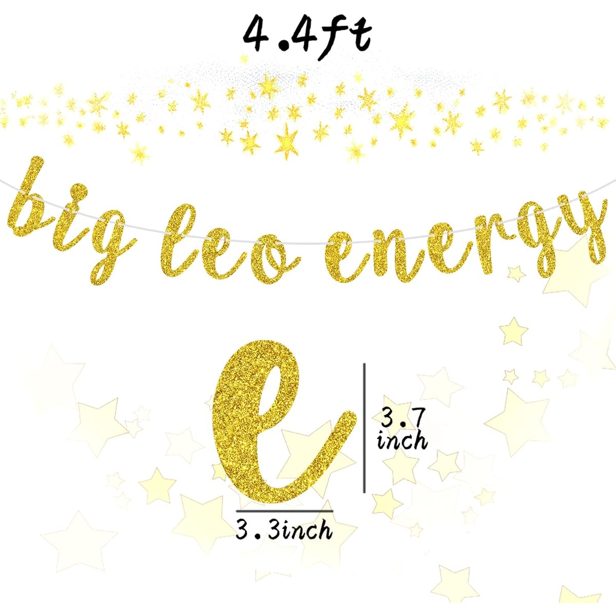 Big Leo Energy Banner Happy Birthday Leo Horoscope Star Sign 12 Zodiac Signs Theme Birthday Party Decorations Supplies for Boys and Girls Gold Glitter