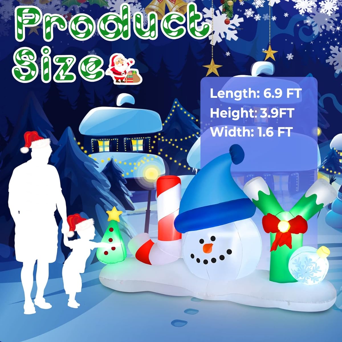 JETEHO 6.9ft Christmas Inflatable Joy Snowman Christmas Tree Decoration with Lights Christmas Snowman Inflatable Indoor Outdoor Christmas Decorations Inflatable Christmas Yard Lawn Garden Party Holiday Decorations