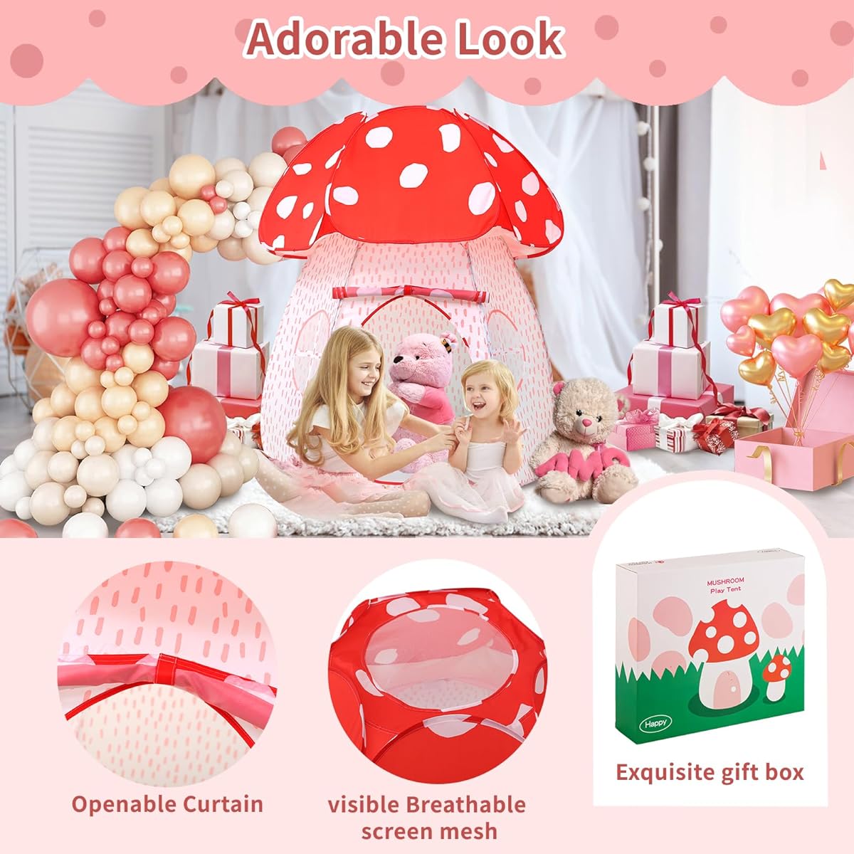 Mushroom Play Tent (43" x 57", Red Mushroom)