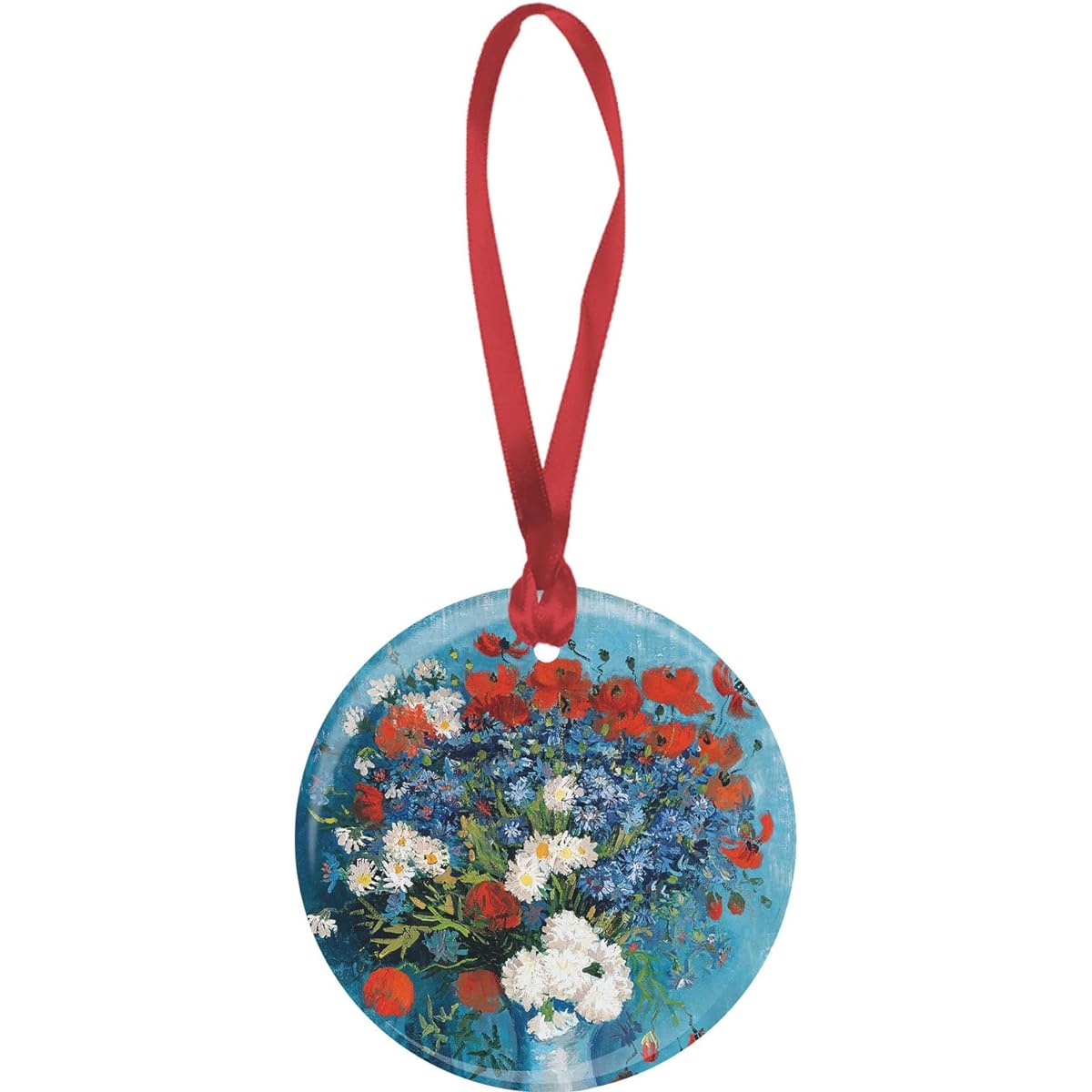 RainCaper Christmas Tree Ornament Porcelain Van Gogh Cornflowers & Poppies Fine Art Keepsake Ornament
