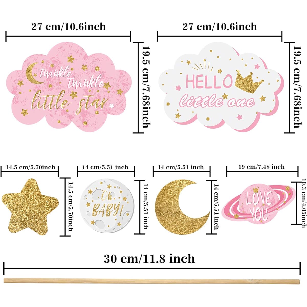 Twinkle Twinkle Star Centerpiece Sticks - 24pcs Star Party Table Toppers Birthday Party Decorations Baby Shower Birthday Party Supplies (Pink)