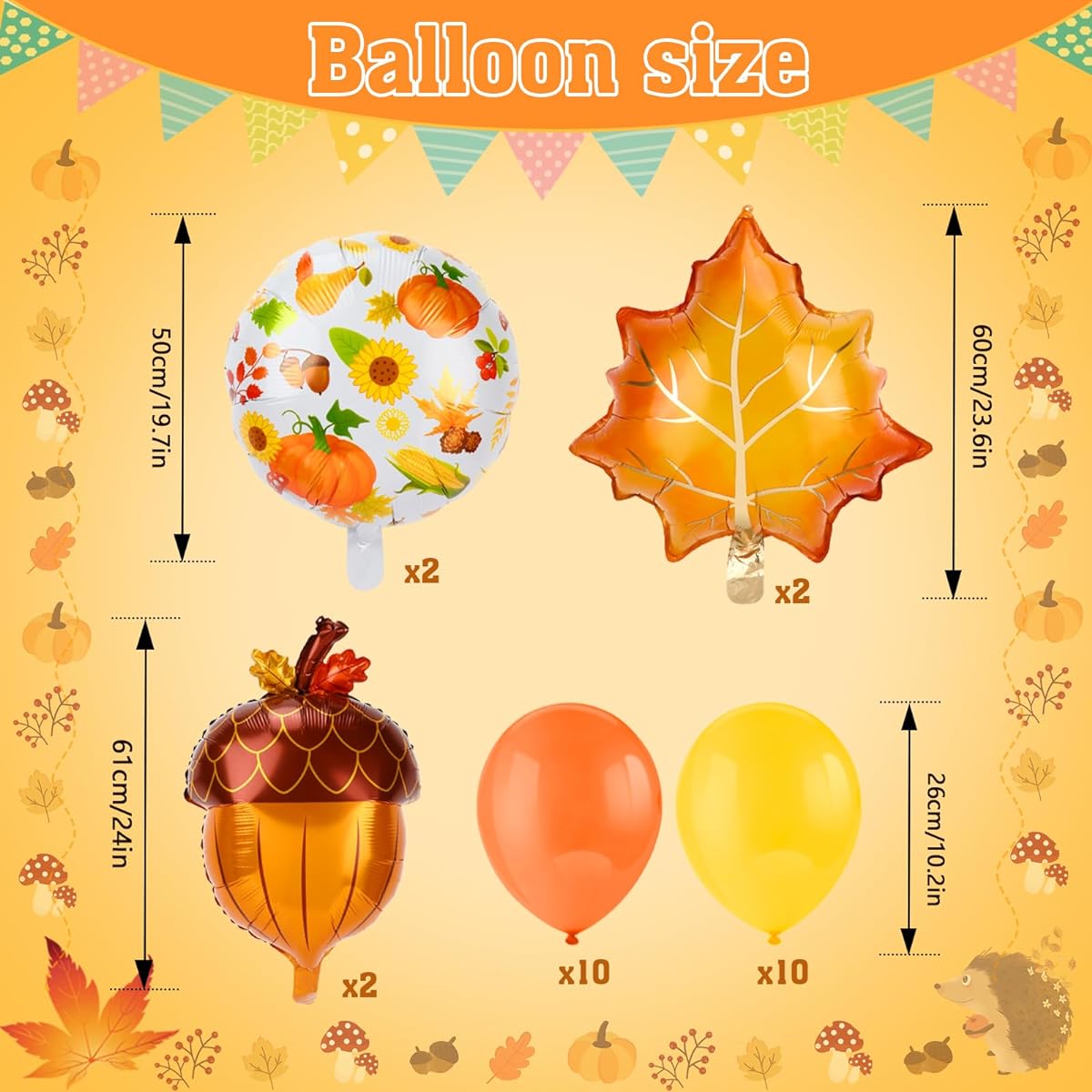 HOWAF Happy Fall Y'all Party Decorations - Happy Fall Y'all Fence Banner with Fall Party Balloons, Fall Harvest Appreciation Event Decorations, Hello Autumn Decorations, Yard Sign Banner with Maple Leaf Balloons