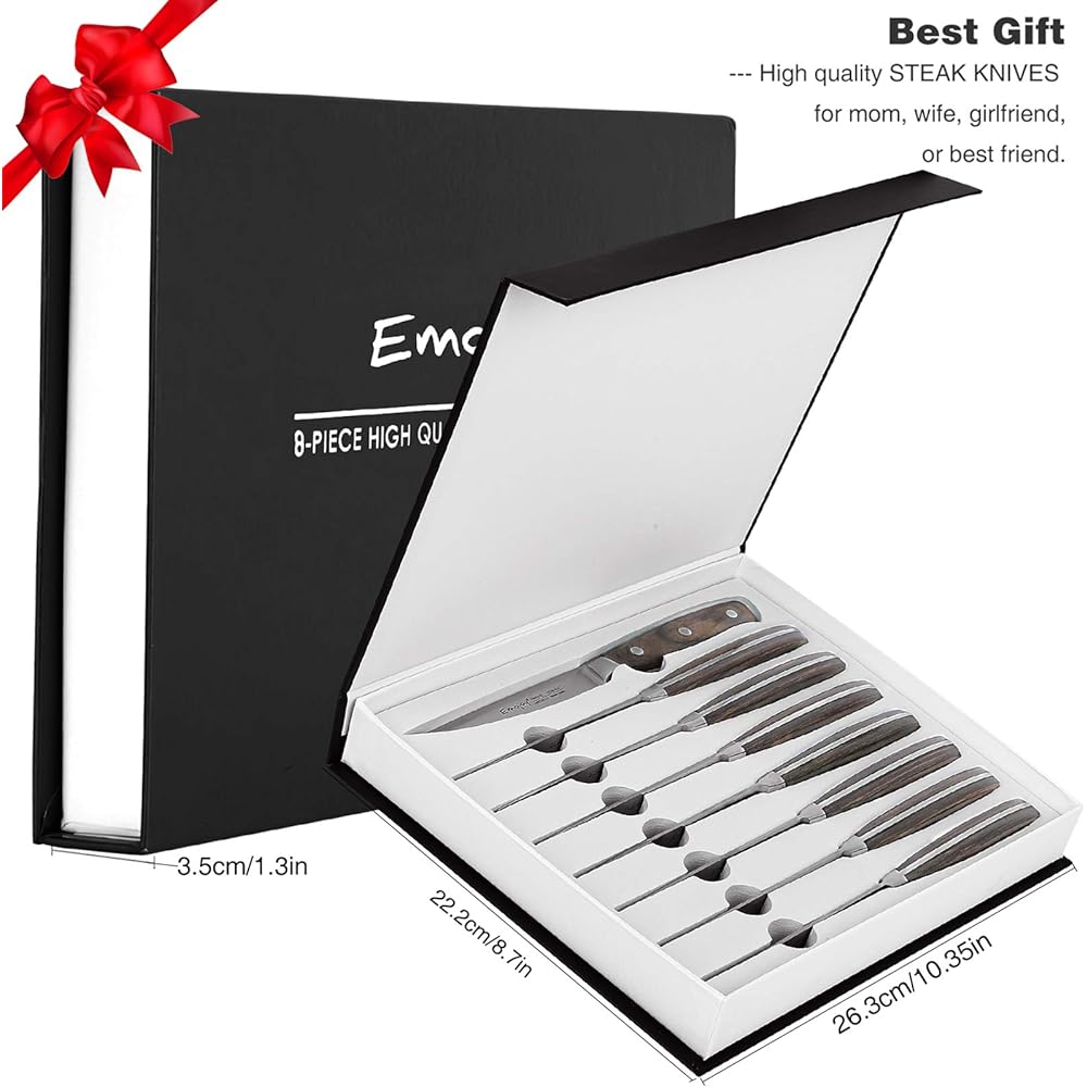 Emojoy Steak Knife Set Steak Knife Emojoy Steak Knife Set 8 Steak Knives Set Serrated Steak Knife with Gift Box