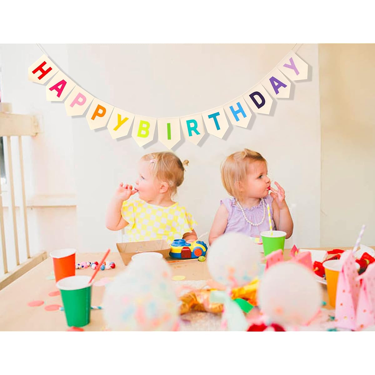 Rainbow Happy Birthday Bunting Banner - Happy Birthday Pastel Colors Personalized Birthday Banner 1st Birthday Rainbow Decorations Photo Props Best Birthday Party Supplies (Birthday Bunting Banner)
