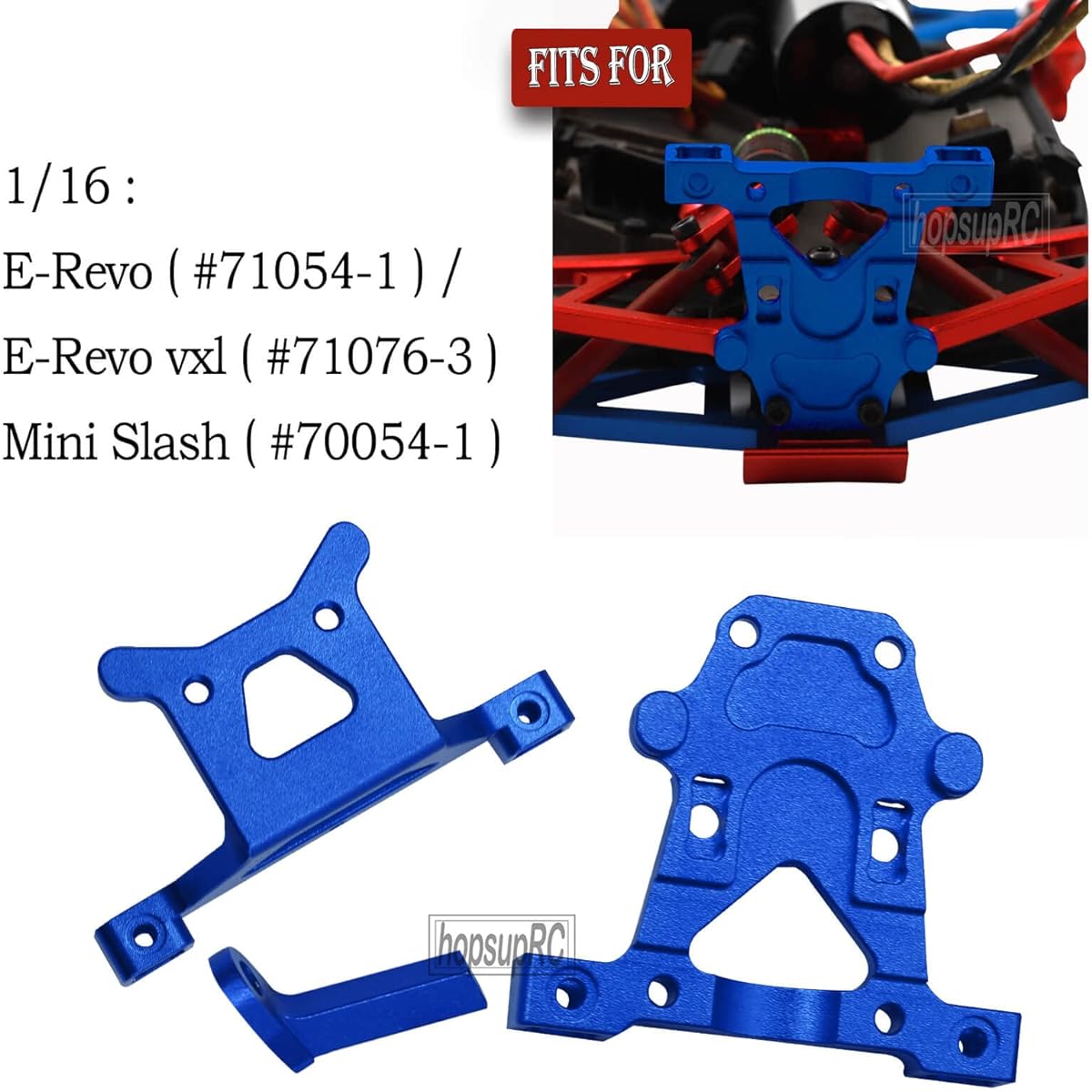 hopsupRC Front Rear Body Post Mount Upgrade Parts for 1/16 E-REVO/Mini Slash Alloy Front & Rear Body Post Mount Hop-up for 1/16 E-REVO (71076-3) Mini Slash (70054-1) Navy Blue