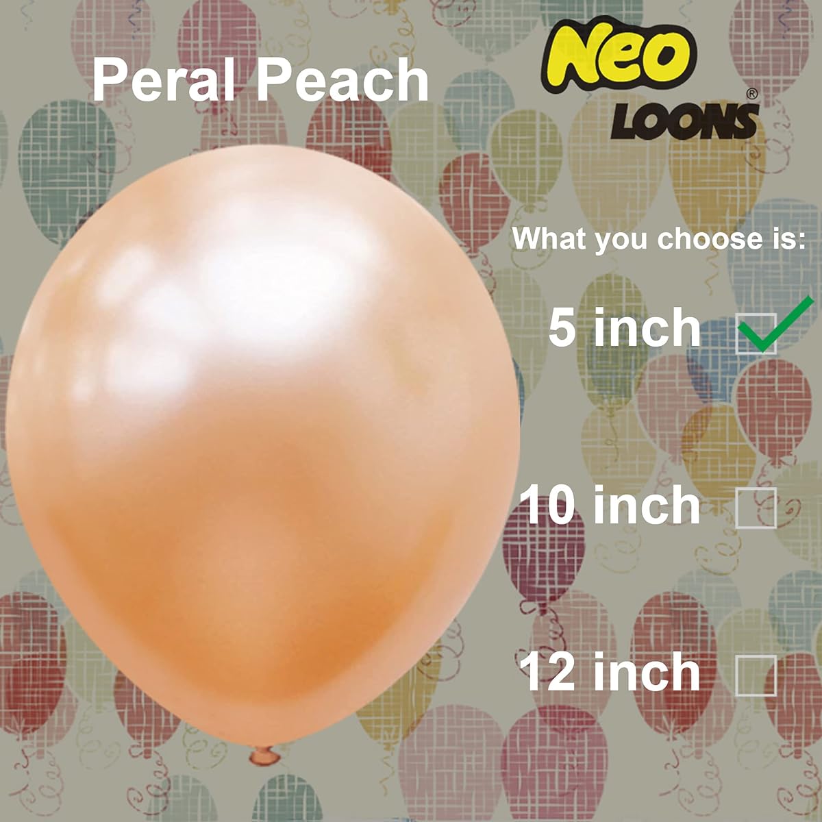Neo LOONS 5" Pearl Peach Premium Latex Balloons for Kids Adults Birthday Wedding Reception Baby Shower Water Fight Perfect for Any Celebration - Pack of 100