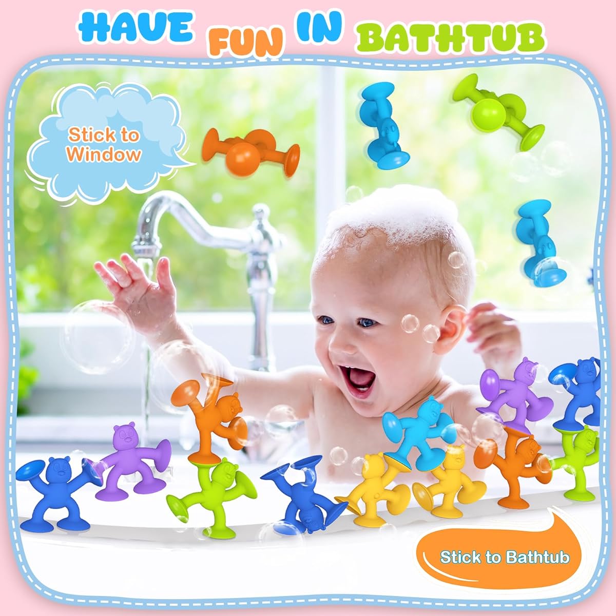 Tidolela 12pcs Suction Cup Toys | Bath Toys for Kids Ages 1-6 | Mold Free Suction Toys | Sensory Toys | Suction Fidget Toys for 1 2 3 4 5 6 Year Old Boys and Girls