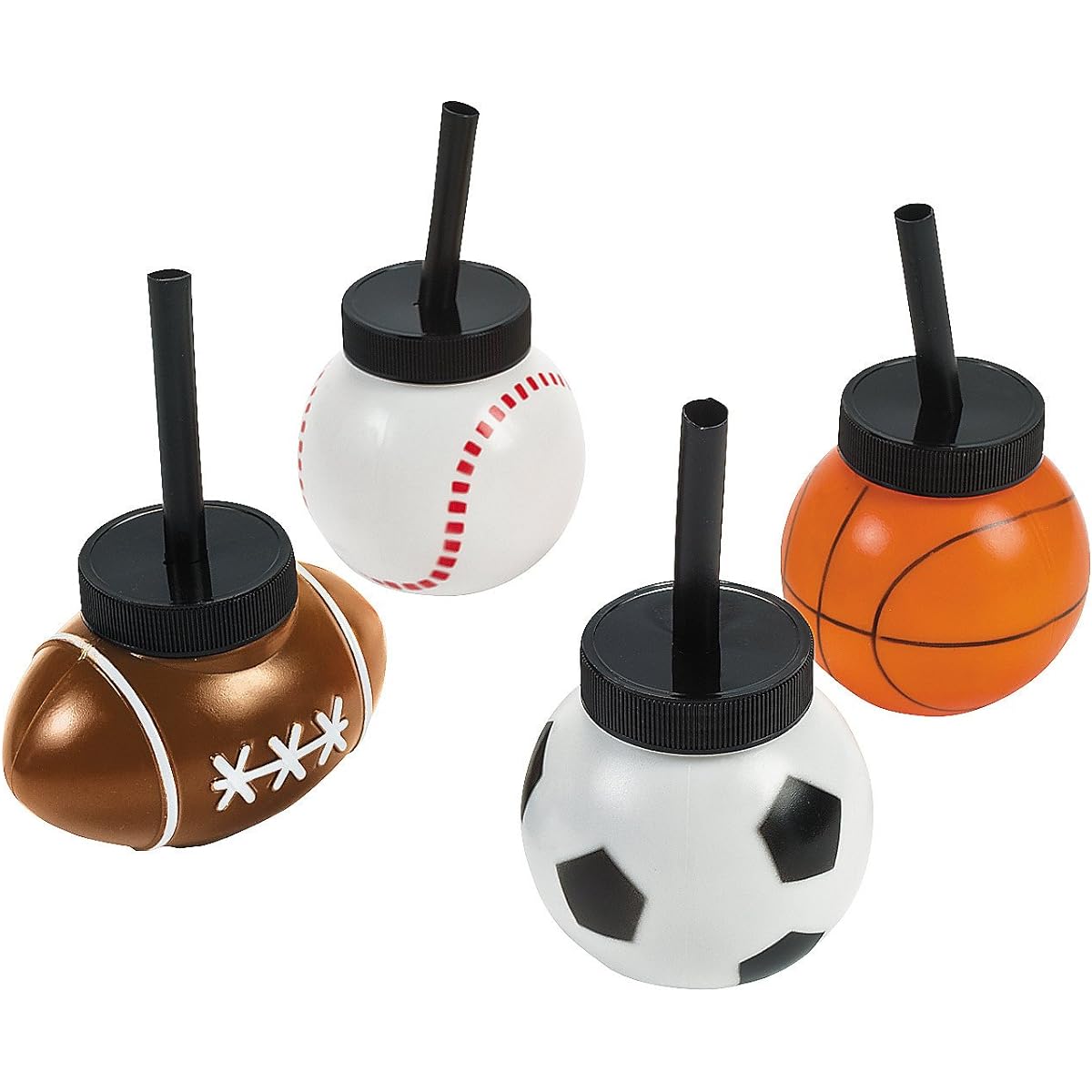 Fun Express - Sports Ball Sipper Cups - Party Supplies - Drinkware - Sipper & Mold Cups - 12 Pieces