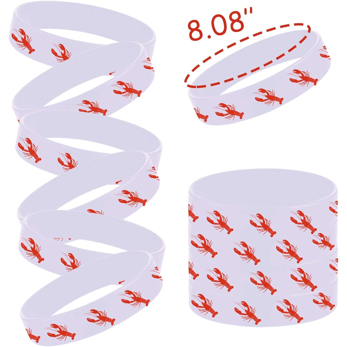 24pcs Lobster Crab Boil Theme Party Rubber Bracelets for Beach Luau Seaside Theme Baby Shower Birthday Party Favors Decorations Gifts Prizes Goodie Bag Giveaways Nautical Animal Silicone Wristbands