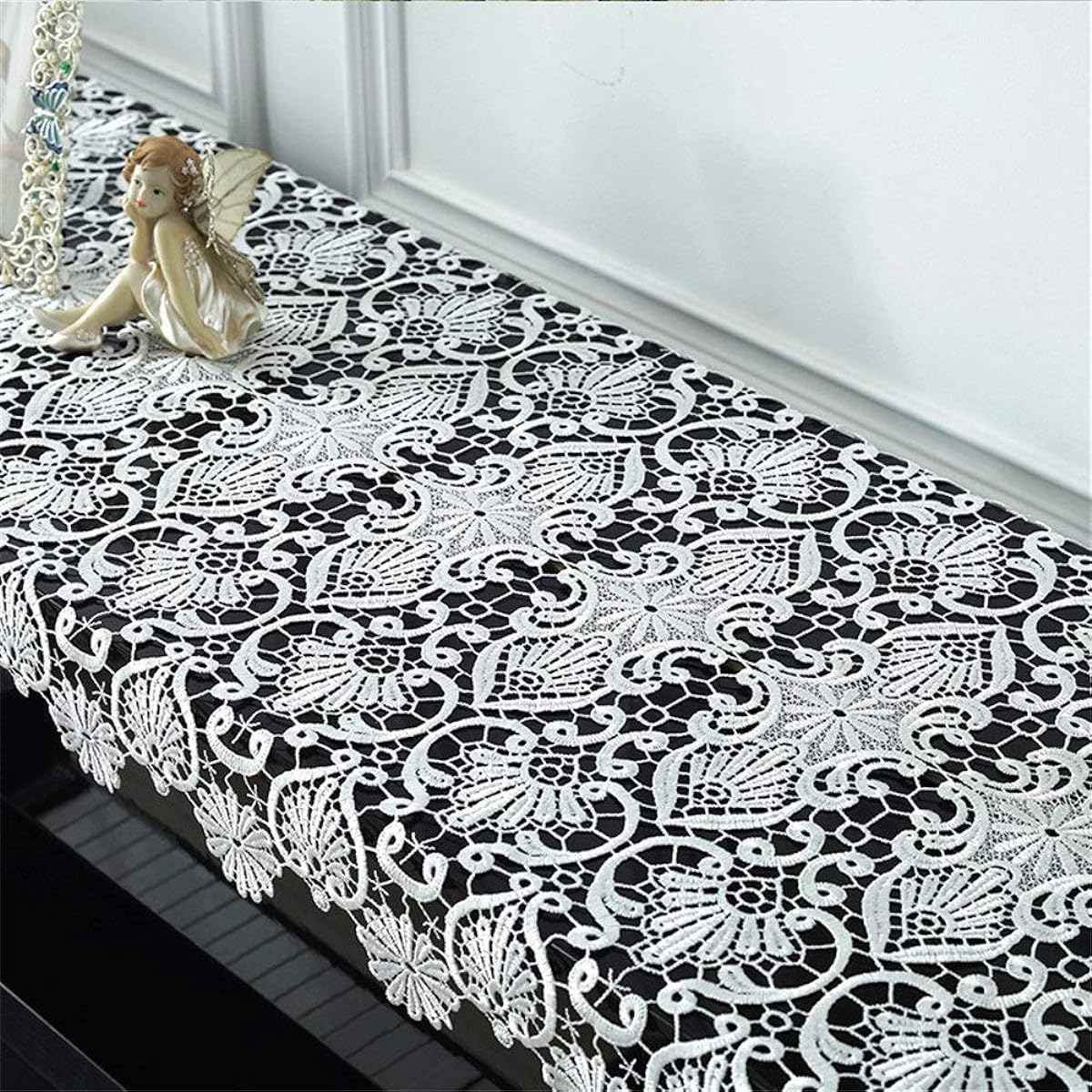 Piano Cover Simple Lace Piano Cover Embroidered Fabric Piano 50x210cm Bags Covers Cases (Color : A Size : Free Size) (A Free Size)