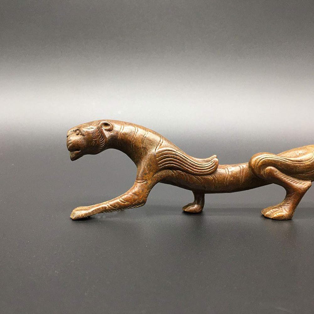 Mini Retro Tiger Figurine Brass 19cm White Tiger Figurine Object Mini Amulet Lucky Charm Good Luck Improve Luck Amulet