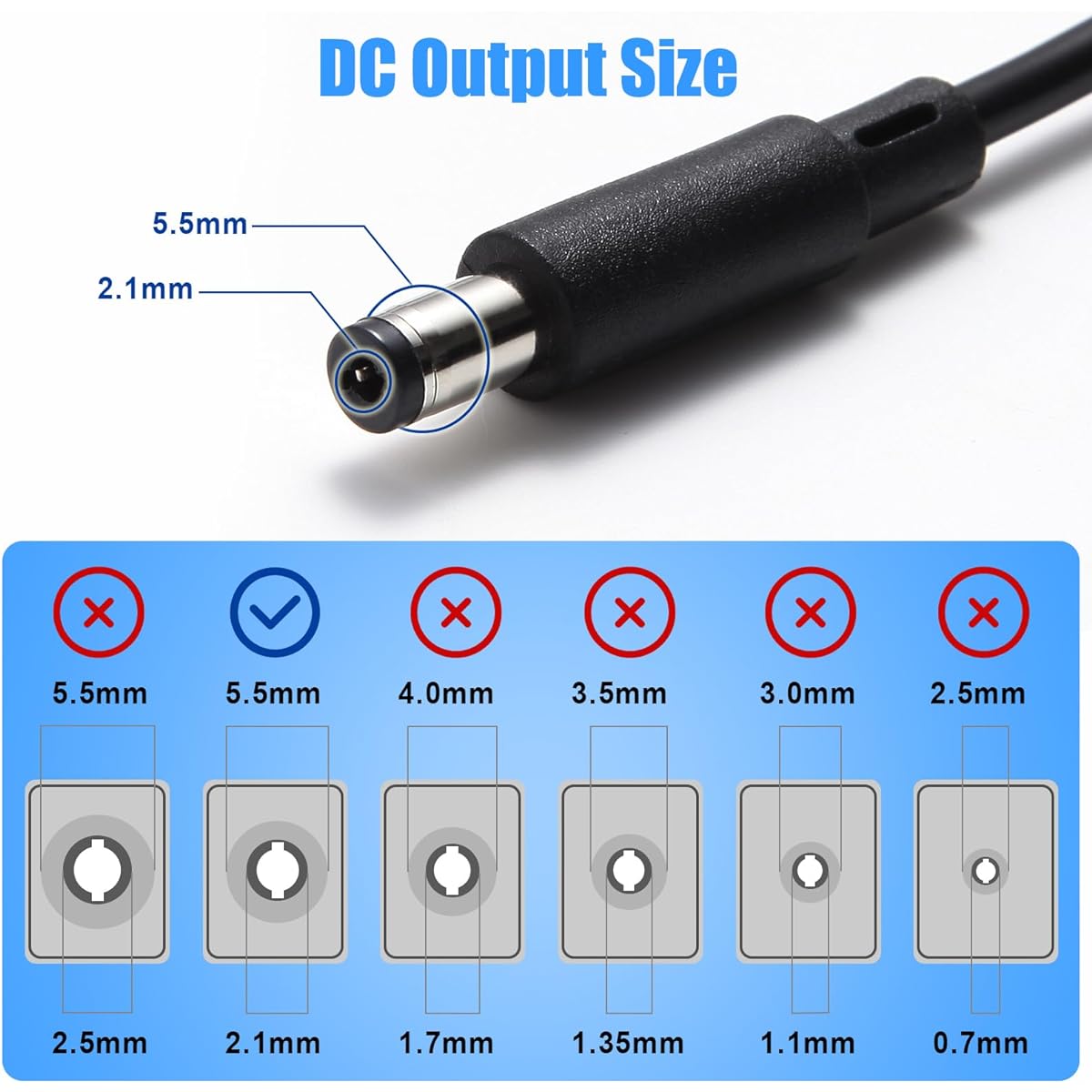 AOYADAISU 24V Power Adapter 144W 6A - AOYADAISU 100-240V Universal AC to DC Power 5.5mm x 2.1mm DC Plug 24 Volt 6 Amp Power Adapter for LED Strip Light Router Camera