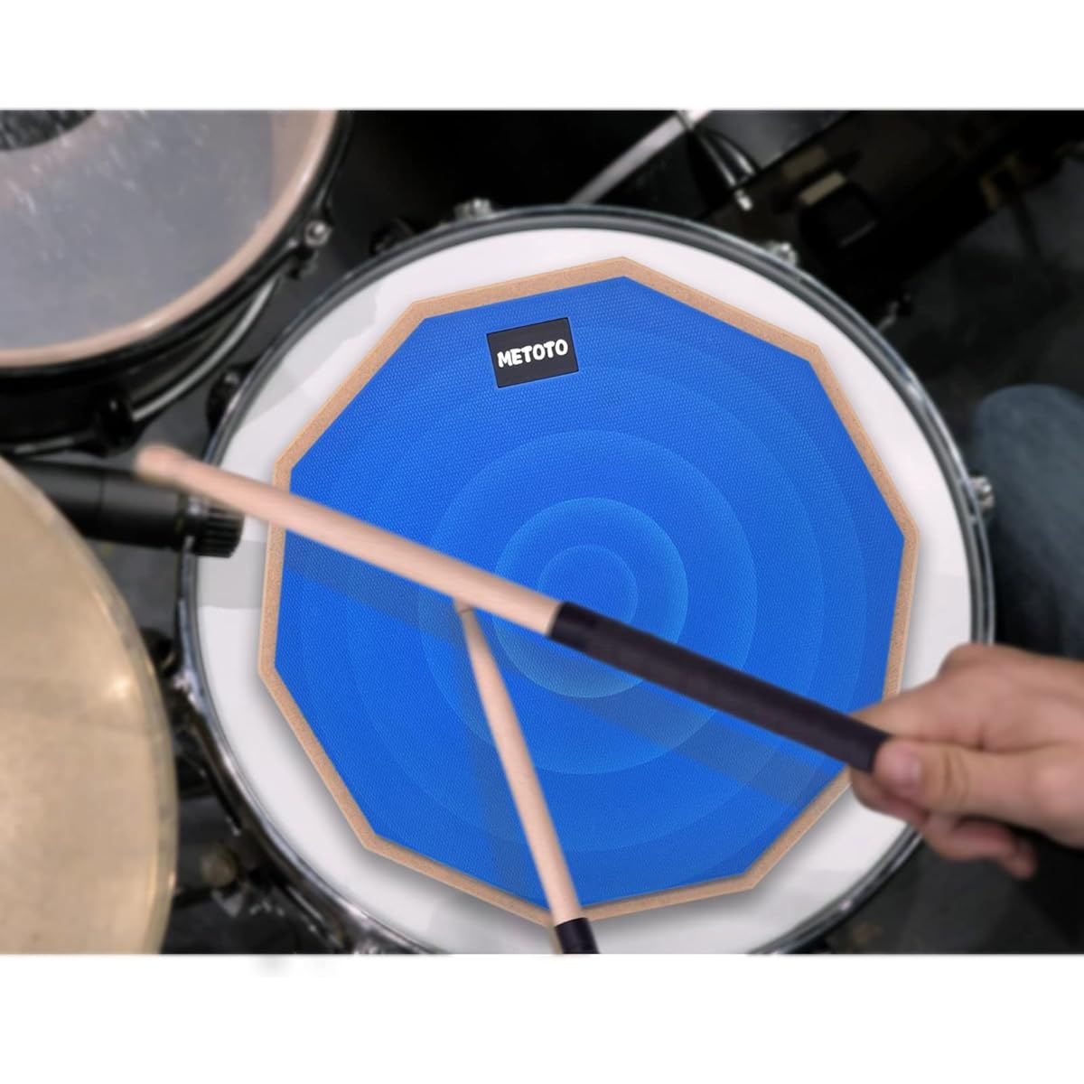 METOTO Snare Drum Practice Pad for Drums, 12 Inch Double-Sided Practice Drum Pads and Sticks (2 Pairs) Drum Pad Storage Bag Drum Practice Pad (Blue), YAGU-10