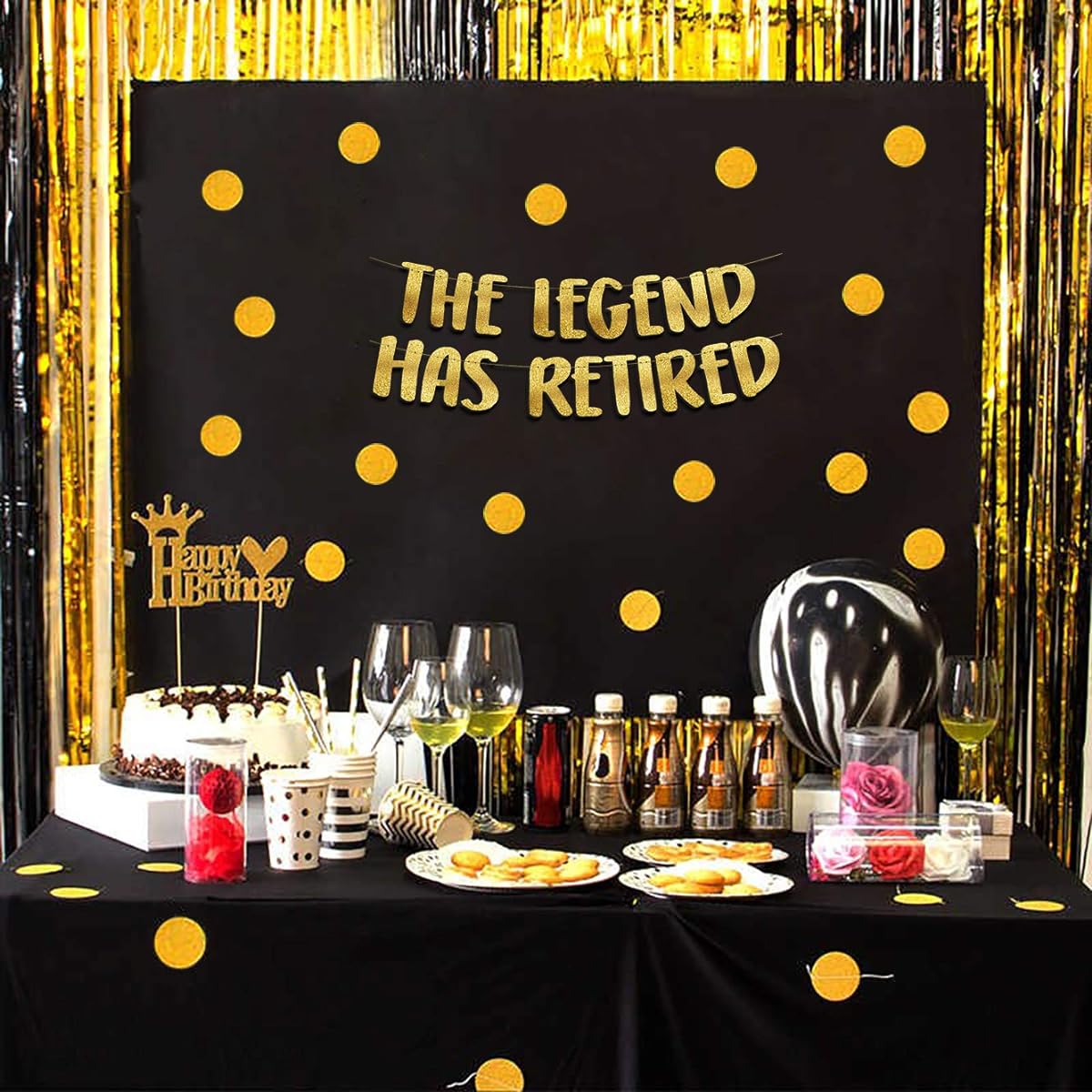 The Legend Has Retired Gold Glitter Banner Retirement Party Decorations Supplies Gifts