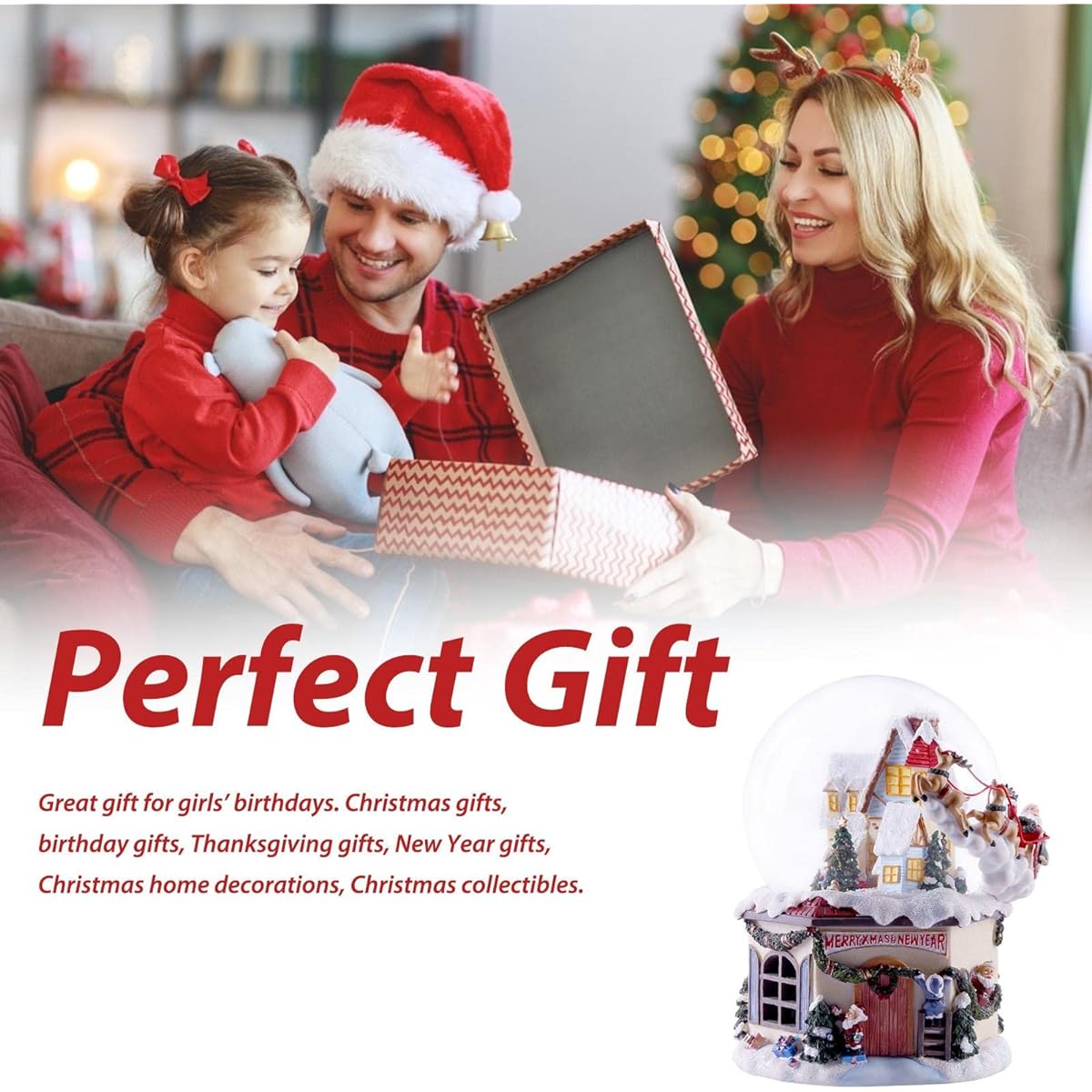 usic Box Snow Globe Snow Music Box with Music LED Light Rotatable Winter Landscape Automatic Snowfall Crystal Ball Christmas Snow House Crystal Ball Music Box Snow Music Box Plays 32 Songs Christmas Anniversary Birthday Present New Year Thanksgiving Gift