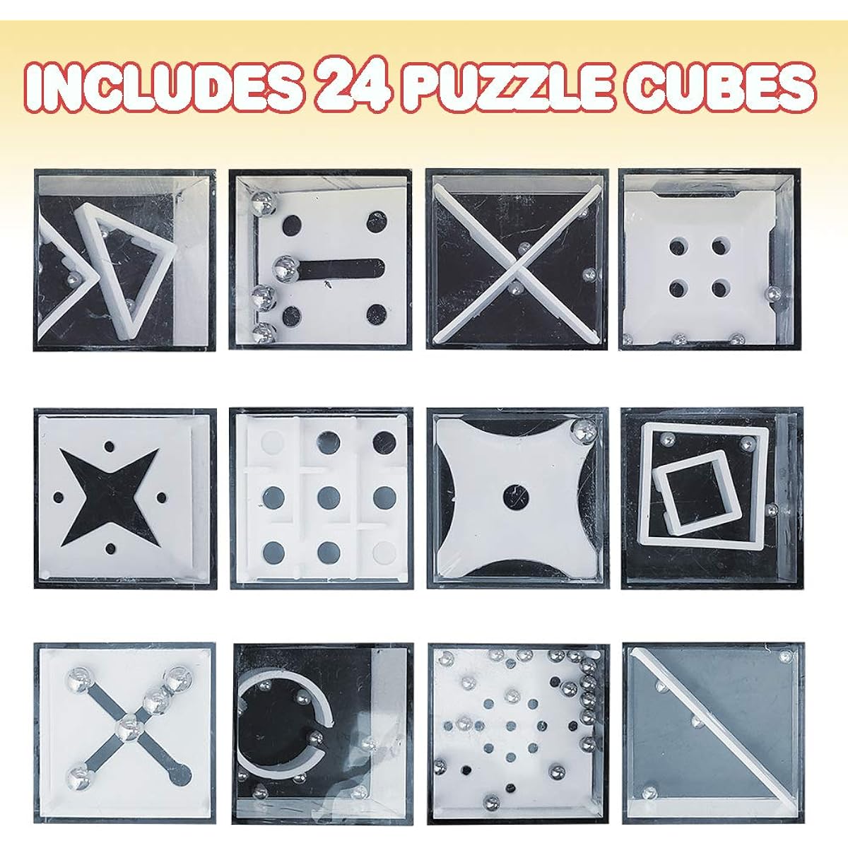 ArtCreativity Mini 3D Puzzle Cube Games for Kids, Set of 24, Unique Balance Game Challenge, Portable Road Trip Fun, Stress Relief Fidget Toy, Birthday Party Favors for Boys and Girls