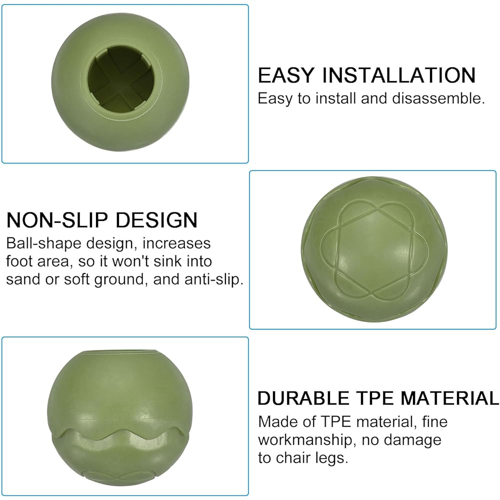 PATIKIL 0.55" Chair Leg Replacement Set of 4 TPE for Outdoor Camping Chair Leg Tip Ball Cap Folding Chair Leg Bottom Protection Suitable for 0.55" (14mm) Chair Legs Green