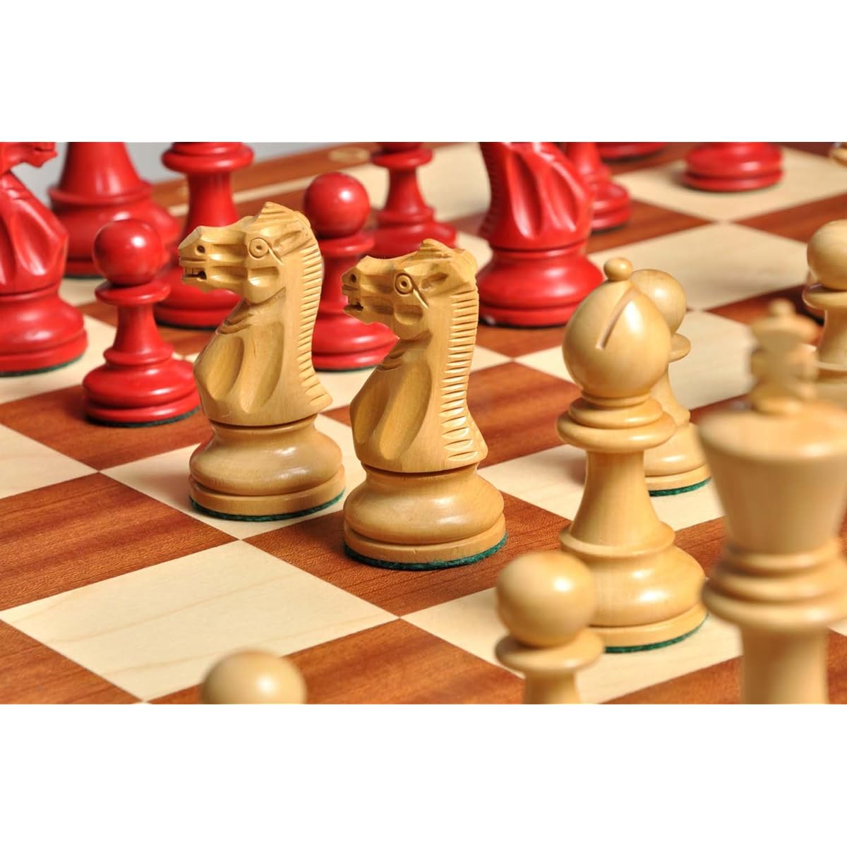 Guild Grandmaster Chess Set Box & Board Combination 4" King Red Guild & Boxwood